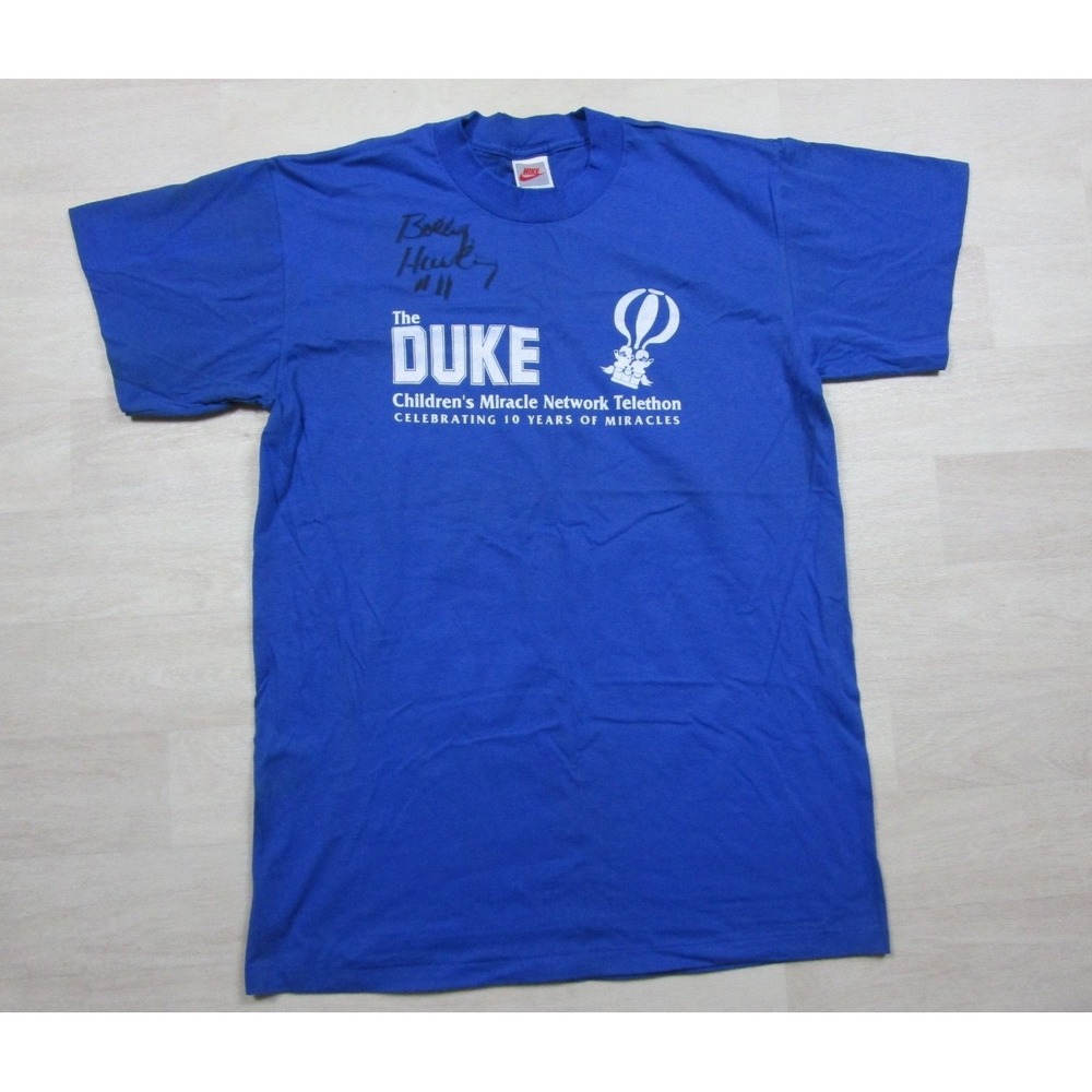 Vintage 90s Nike USA Duke University T-shirt Men's (L) Bobby Hurley Autograph